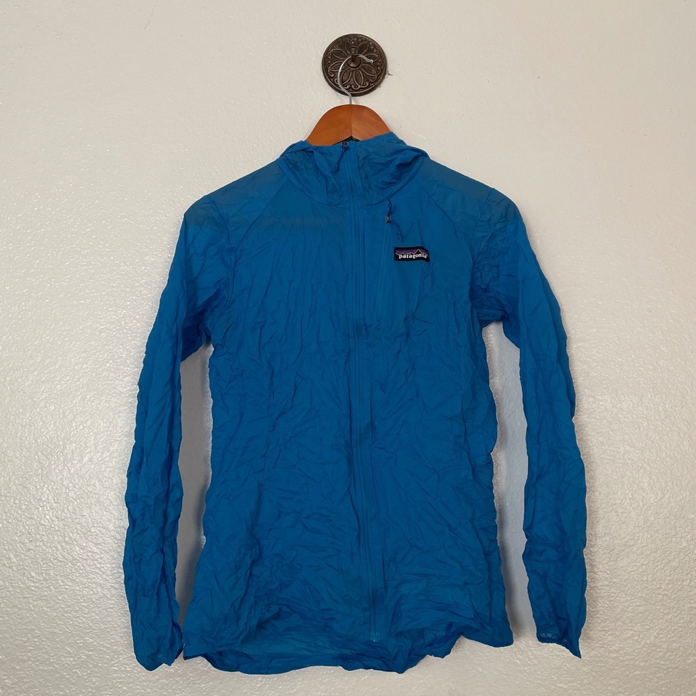 Patagonia Houdini Jacket Womens XS Blue Hooded Windbreaker Packable 24147